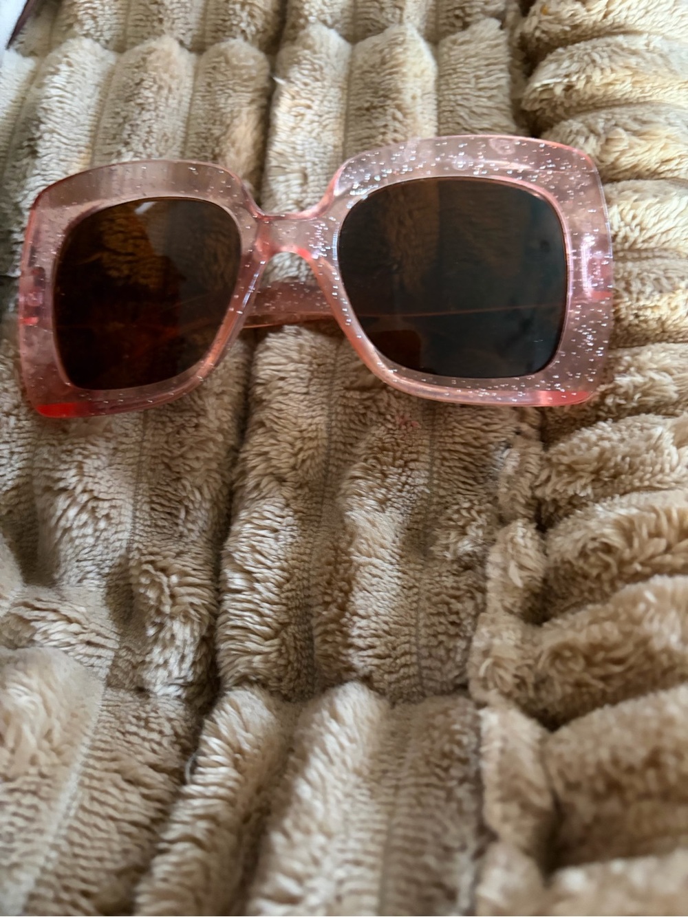 Pink Glitter Square Frame Sunglasses